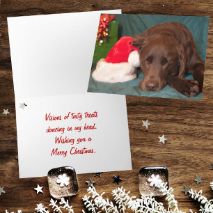 Cartes Pour Fêtes Annuelles Labrador chocolat endormi avec chapeau de Père Noë