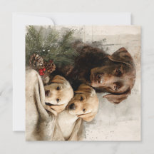 Labrador et chiots Noël vintage