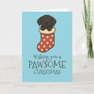 Cartes Pour Fêtes Annuelles Labrador noir dans un bas de Noël