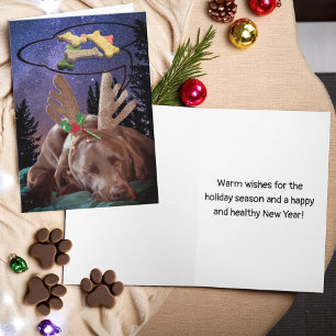 Cartes Pour Fêtes Annuelles Labrador Retreiver dans Antlers Dreams Chiens Trai