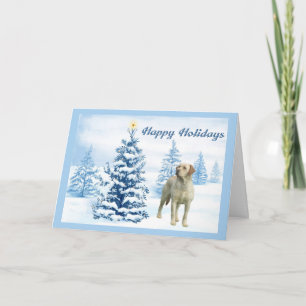 Cartes Pour Fêtes Annuelles Labrador Retriers Christmas Card Blue Tree6