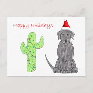Cartes Pour Fêtes Annuelles Labrador Retriever Black Cactus Noël