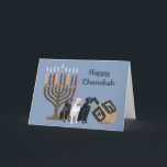 Cartes Pour Fêtes Annuelles Labrador Retriever Chanukah Card Menorah Dreidel<br><div class="desc">Se souvenir de sa famille et de ses amis pendant la saison de Chanukah est un merveilleux moyen de rester en contact avec les gens qui vous aiment et qui vous tiennent à coeur. J'ai créé ces cartes de chien Chanukah avec amour et attention et je suis sûr que quiconque...</div>