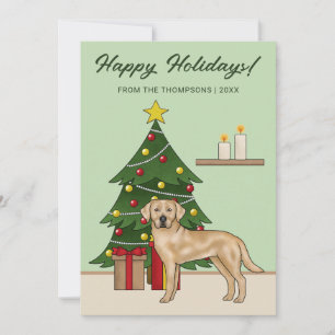 Cartes Pour Fêtes Annuelles Labrador Retriever Jaune Fête de Noël Verte
