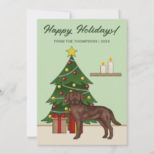 Cartes Pour Fêtes Annuelles Labrador Retriever Marron Fête de Noël Verte