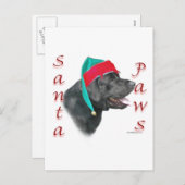 Cartes Pour Fêtes Annuelles Labrador Retriever (noir) Père Noël Paws (Devant / Derrière)