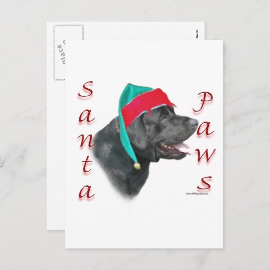 Cartes Pour Fêtes Annuelles Labrador Retriever (noir) Père Noël Paws (Devant / Derrière)