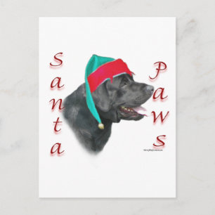 Cartes Pour Fêtes Annuelles Labrador Retriever (noir) Père Noël Paws