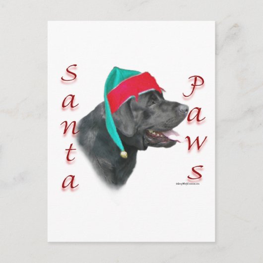 Cartes Pour Fêtes Annuelles Labrador Retriever (noir) Père Noël Paws (Devant)