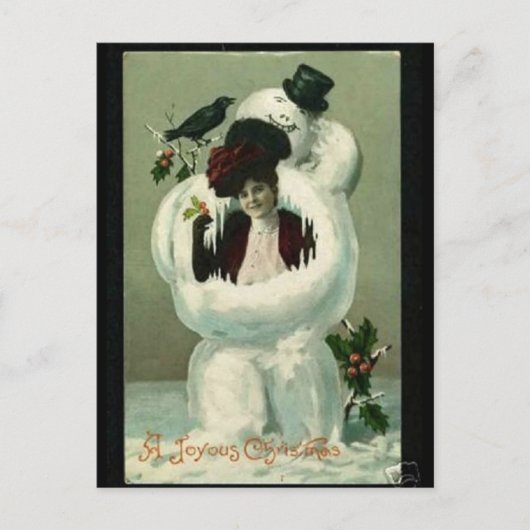 Cartes Pour Fêtes Annuelles Lady et Snowman (Devant)