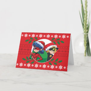 Cartes Pour Fêtes Annuelles Ladybug & Cat Noir Graphisme de vacances