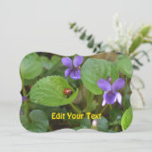 Cartes Pour Fêtes Annuelles Ladybug sur les fleurs de violet doux (Debout devant)