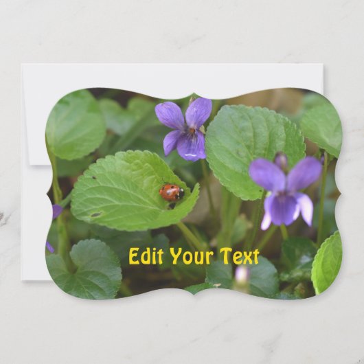 Cartes Pour Fêtes Annuelles Ladybug sur les fleurs de violet doux (Devant)