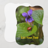 Cartes Pour Fêtes Annuelles Ladybug sur les fleurs de violet doux (Devant / Derrière)