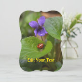 Cartes Pour Fêtes Annuelles Ladybug sur les fleurs de violet doux (Debout devant)