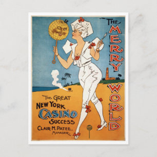 Cartes Pour Fêtes Annuelles L'affiche vintage de théâtre du joyeux monde