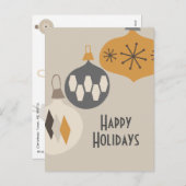 Cartes Pour Fêtes Annuelles L'Âge Atomique Rétro Ornements Joyeux Vacances (Devant / Derrière)