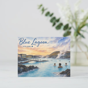 Cartes Pour Fêtes Annuelles Lagon bleu Islande bain thermal aquarelle