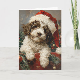 Cartes Pour Fêtes Annuelles Lagotto Romagnolo vintage Noël personnalisé