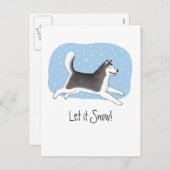 Cartes Pour Fêtes Annuelles "Laisse-le neiger !" Conception joyeuse de chien (Devant / Derrière)