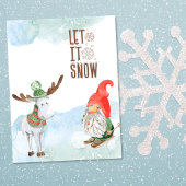 Cartes Pour Fêtes Annuelles Laisser la neige Noël Gnome et l'orignal