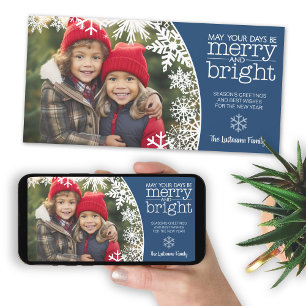 Cartes Pour Fêtes Annuelles Laisser la neige - Photo avec bordure de flocon de