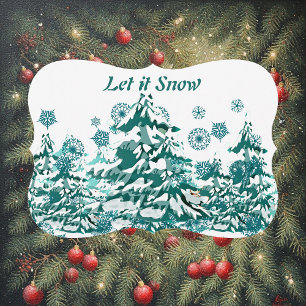 Cartes Pour Fêtes Annuelles Laisser neiger hiver Noël Woodland Custom
