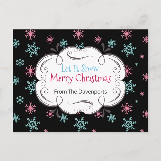 Cartes Pour Fêtes Annuelles Laisser neiger Joyeux Noël Snowflakes Custom (Devant)