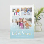 Cartes Pour Fêtes Annuelles Laisser neiger mignon Animaux de Noël Multiples ph (Debout devant)