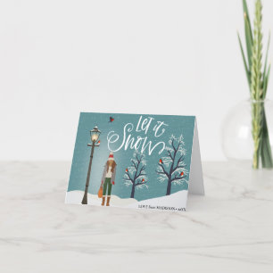 Cartes Pour Fêtes Annuelles Laisser neiger Paysage Neige Avec Oiseau D'Hiver