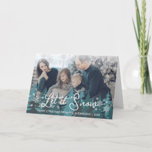 Cartes Pour Fêtes Annuelles Laisser neiger Snowflakes Pine Tree Photo de Noë