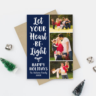 Cartes Pour Fêtes Annuelles Laisser votre coeur être lumière marine Script pho