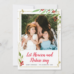Cartes Pour Fêtes Annuelles Laissez Le Ciel Et La Nature Chanter Gold Red Berr