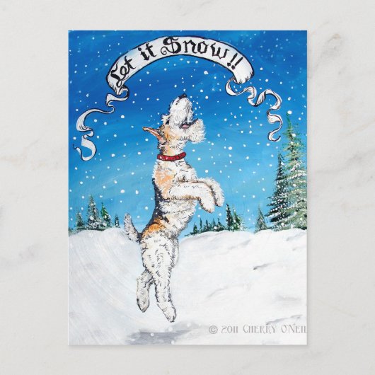 Cartes Pour Fêtes Annuelles Laissez-le Snow Wire Fox Terrier! (Devant)