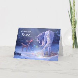 Cartes Pour Fêtes Annuelles Laissez votre lumière briller magique Noël licorne