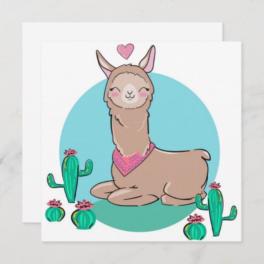 Cartes Pour Fêtes Annuelles Lama (Devant / Derrière)