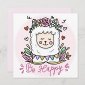 Cartes Pour Fêtes Annuelles Lama heureux (Devant / Derrière)