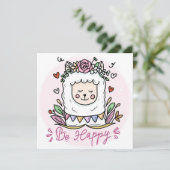 Cartes Pour Fêtes Annuelles Lama heureux (Debout devant)