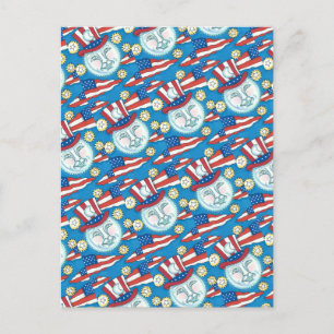 CARTES POUR FÊTES ANNUELLES L'AMÉRICANA FOLK ART PATRIOTIQUE HOMME DANS LA LUN