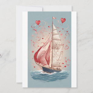 Cartes Pour Fêtes Annuelles L'amour à l'horizon : Saint Valentin Voilier Gree