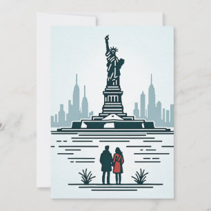 Cartes Pour Fêtes Annuelles L'amour à Liberty Island. Embrasser l'amour de NYC