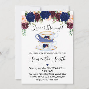 Cartes Pour Fêtes Annuelles L'amour brasse le thé nuptiale douche marine invit