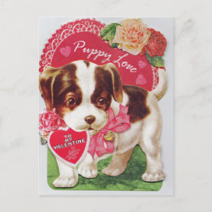 Cartes Pour Fêtes Annuelles L'amour de chiot vintage soit mon Valentine