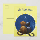 Cartes Pour Fêtes Annuelles L'amour de lune de chat soit avec vous (Devant / Derrière)