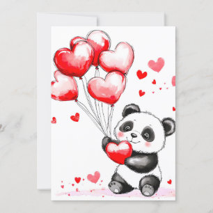 Cartes Pour Fêtes Annuelles L'amour du Panda de ballon dans l'air