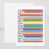 CARTES POUR FÊTES ANNUELLES L'AMOUR EN PLUSIEURS LANGUES (Devant / Derrière)