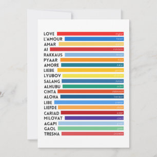 CARTES POUR FÊTES ANNUELLES L'AMOUR EN PLUSIEURS LANGUES