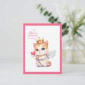 Cartes Pour Fêtes Annuelles L'amour est dans l'Air Chibi Angel Kitten Valentin (Debout devant)
