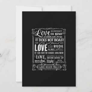 Cartes Pour Fêtes Annuelles L'amour est patient, amour gentil ne manque jamais