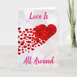 Cartes Pour Fêtes Annuelles L'Amour Est Tout Autour De Valentines Jour Coeurs